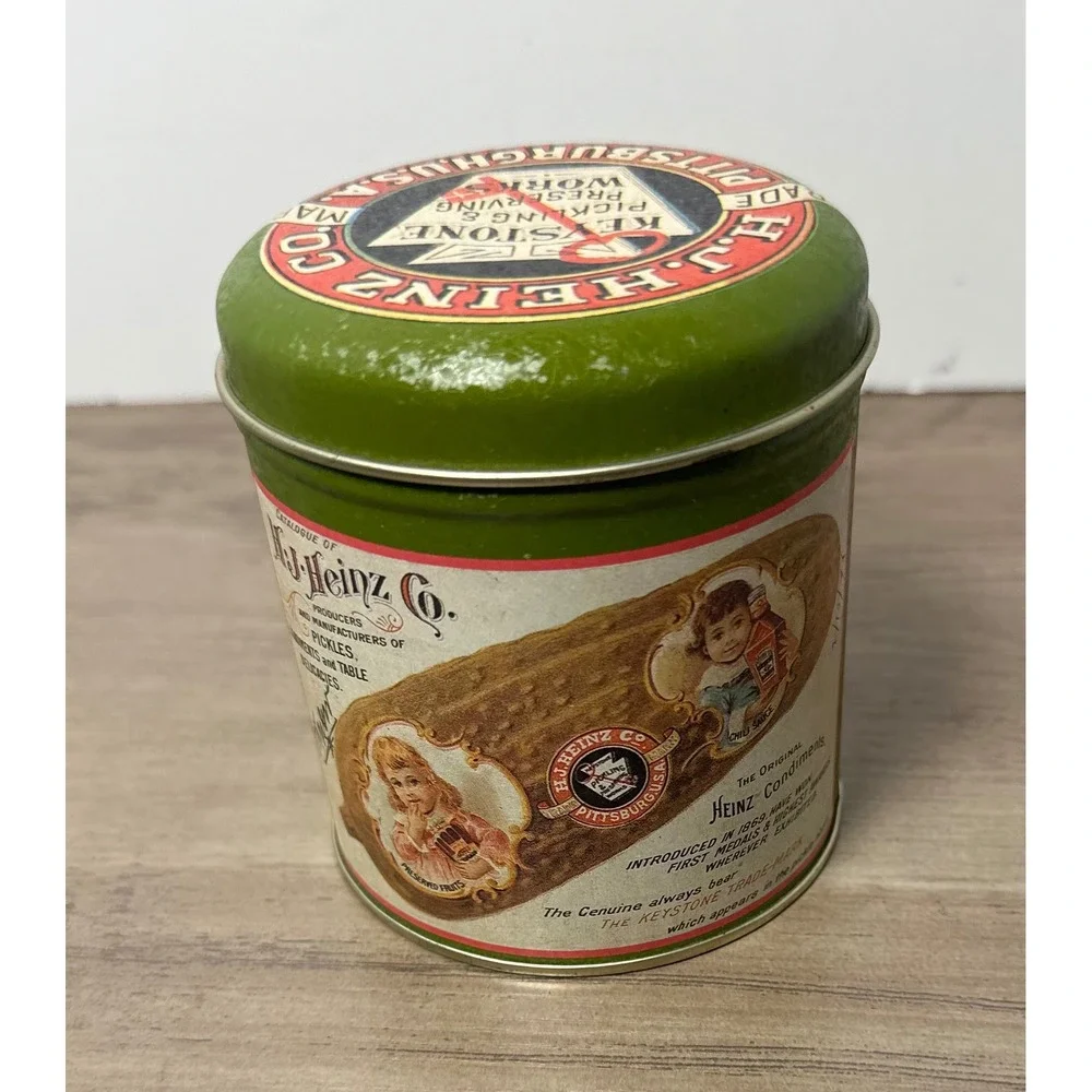 Vintage 1992 H J Heinz Co‎ Keystone Pickling Works Tin Container Pittsburgh USA